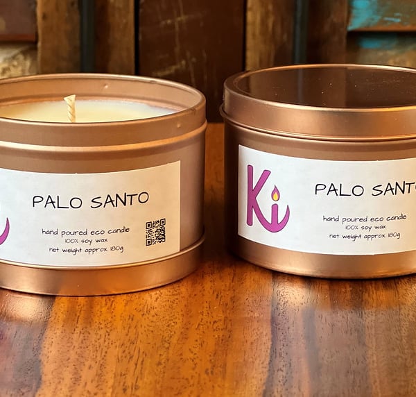 Palo Santo soy wax candle in a Love & Light box 