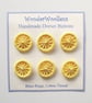 Dorset Buttons, Handmade, Yellow Cotton Thread on Brass Rings