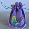 Hand Embroidered Lavender Felt Bag