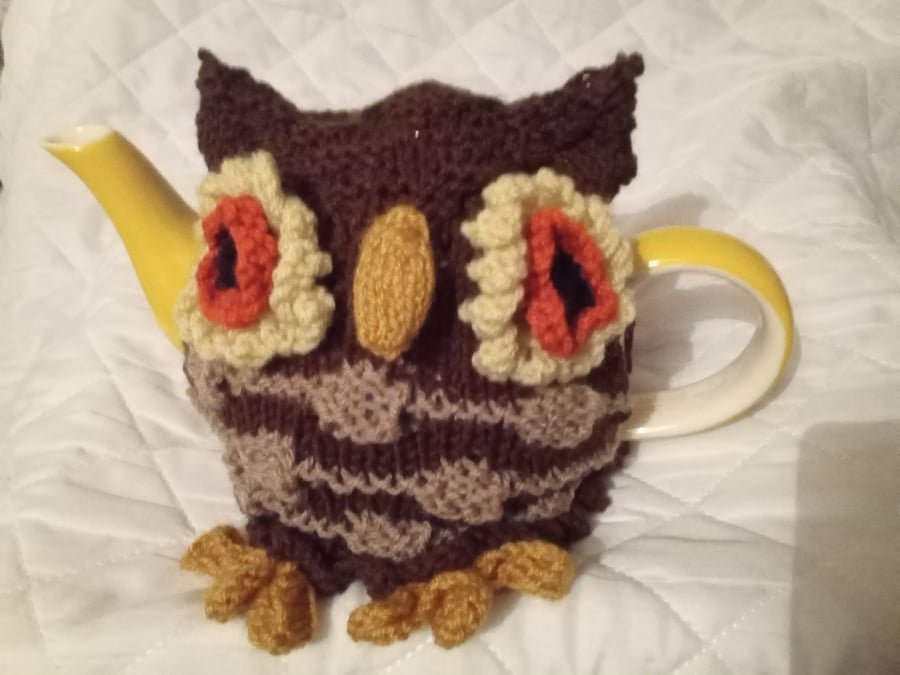 What a hoot! Owl tea cosy. 