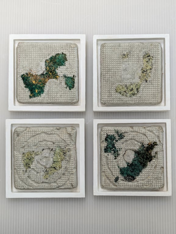 Islands - Abstract Mixed Media Textile & Concrete Art - FRAMED