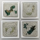 Islands - Abstract Mixed Media Textile & Concrete Art - FRAMED