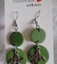 Hummingbird Green Polymer Clay Earrings.  316 Surgical Stainless Steel