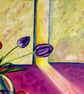 Tulip Flowers in Yellow Jug Still Life Oil Painting - Image 4