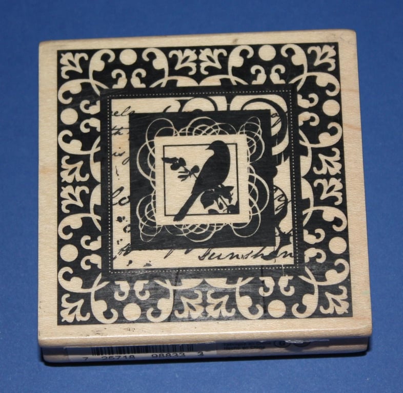 Inkadinkado Ornate Bird Frame Rubber Stamp Wooden Mounted (98833G) Wooden Mounte