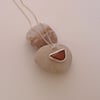 Carnelian Pendant Necklace, Freeform Stone Silver Jewellery