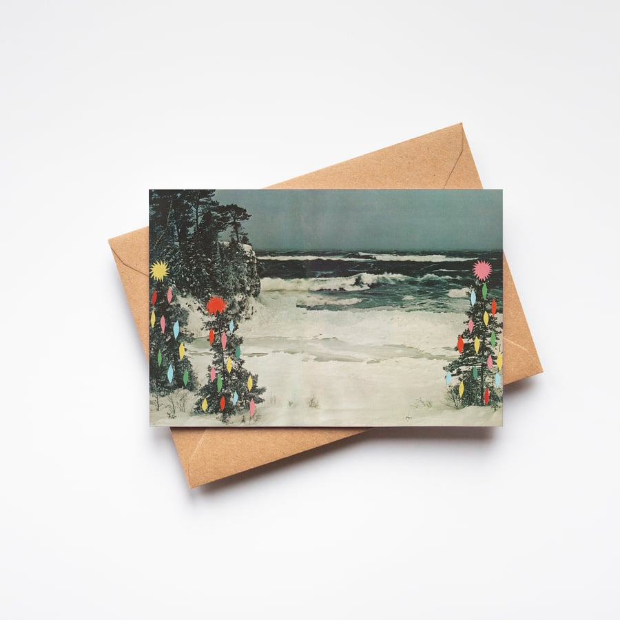 Christmas Tree Greeting Card - Christmas Beach