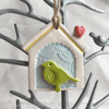 Small Ceramic bird house decoration with pottery bird
