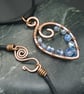 Copper Wire Wrapped Pendant & Earrings Set with Pale Blue AB Beads - Image 4