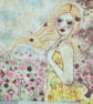 Blond haired beauty floral card
