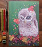 Owl and autumn leaves art print - Image 1