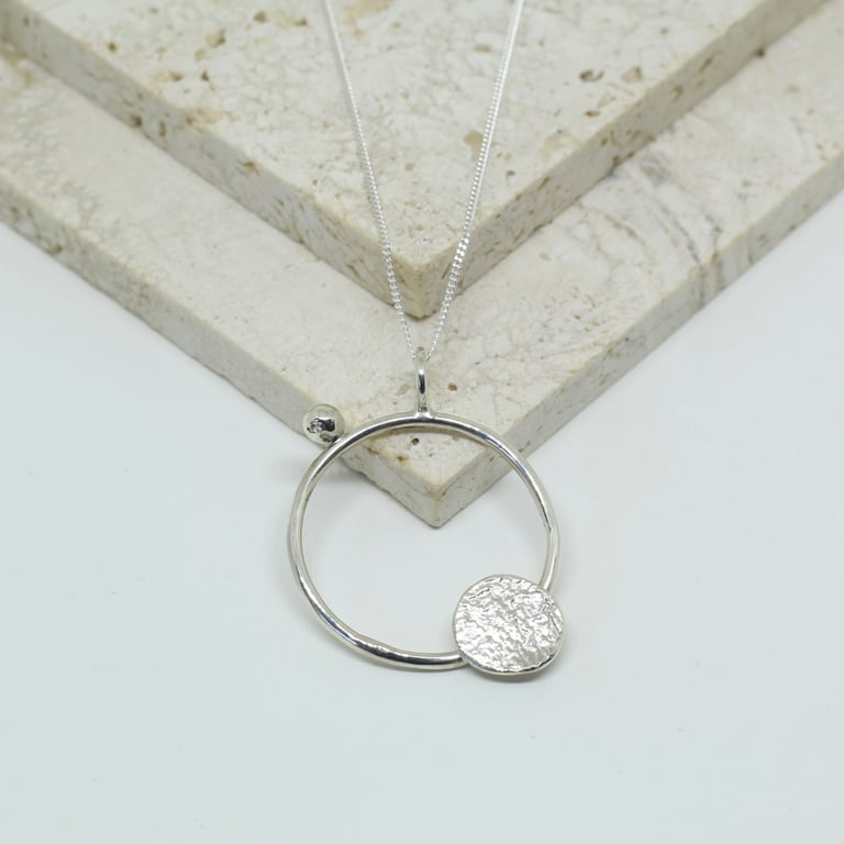 Silver Eclipse Pendant - Handmade Silver Necklace