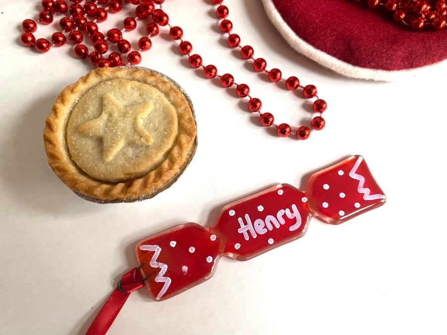 Fused Glass Christmas Cracker Hanging Decoration