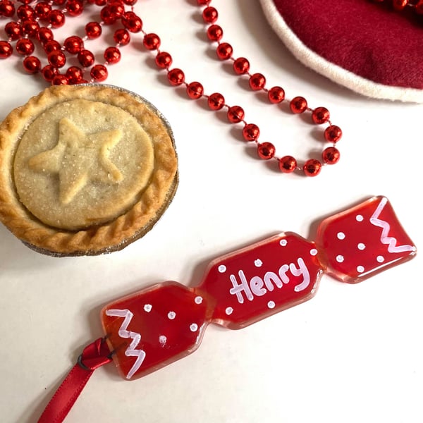 Fused Glass Christmas Cracker Hanging Decoration