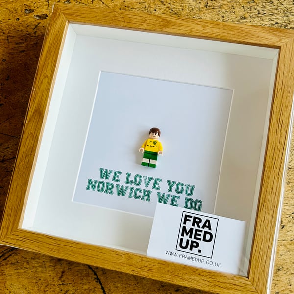 NORWICH CITY - Framed custom Lego minifigure
