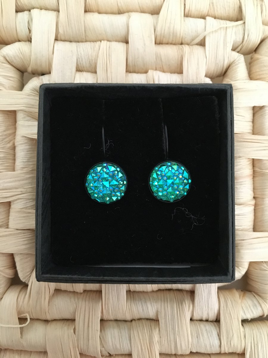 Pretty Resin Druzy Earring in Sparkling Aqua