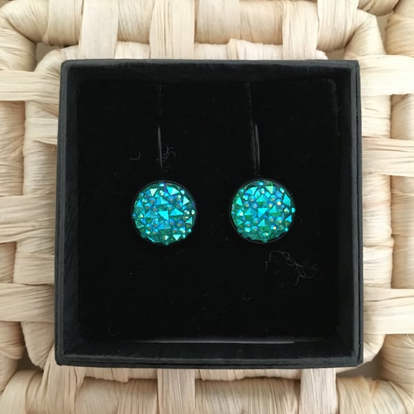 Pretty Resin Druzy Earring in Sparkling Aqua