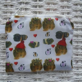 Winter Guinea Pig Themed Coin Purse or Card Holder.