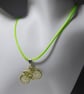 Single Novelty Cycle Adjustable Necklace Fluorescent Green Cord