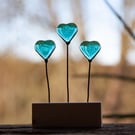 3 little hearts stained glass suncatcher ornament