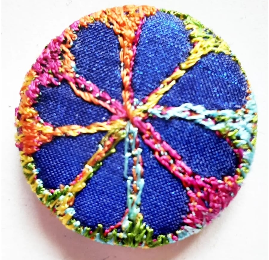 Buttons 1 inch button Hand Dyed Silks and Cottons Free Machine Embroidery Button