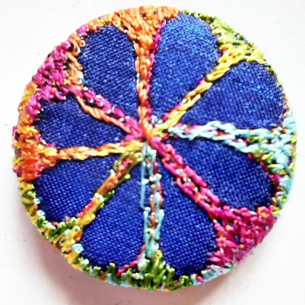 Buttons 1 inch button Hand Dyed Silks and Cottons Free Machine Embroidery Button