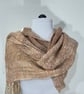 22.Handwoven Alpaca Shawl. Toffee and Peach with Cream. .