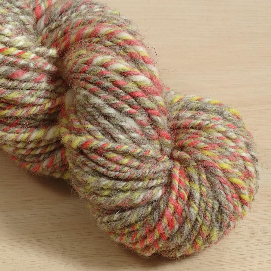 Circus Elephant - hand spun and dyed Shetland yarn, 100g, 80m, Worsted 3 ply
