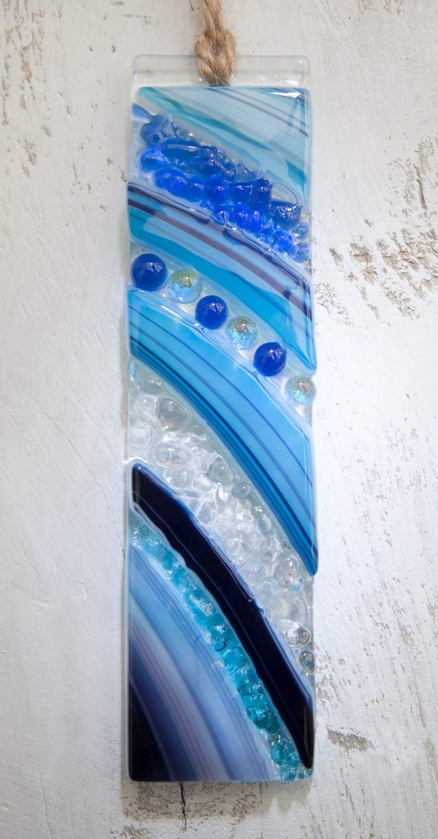 Turquoise and Blue - Fused Glass Light Catcher