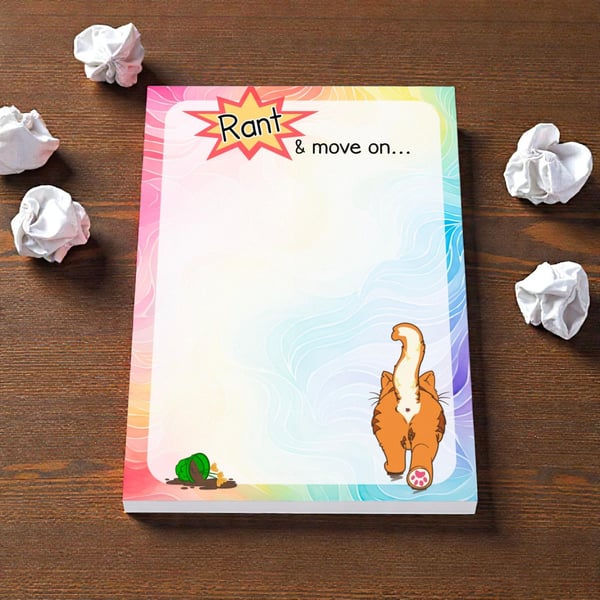 Funny Cat Rant Notepad Sarcastic Desk Memo Pad, Office Gift A6