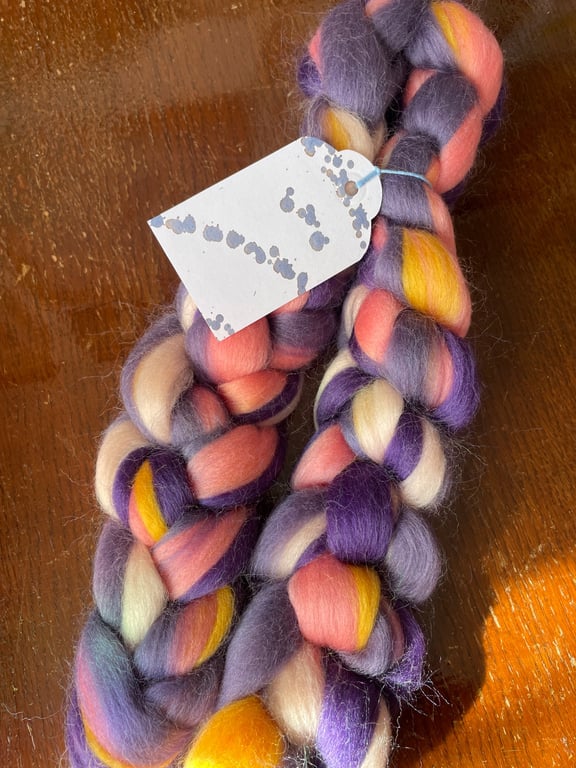 100g Blended, Combed Wool Tops for Spinning or Felting - Midnight Sun