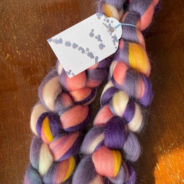 100g Blended, Combed Wool Tops for Spinning or Felting - Midnight Sun