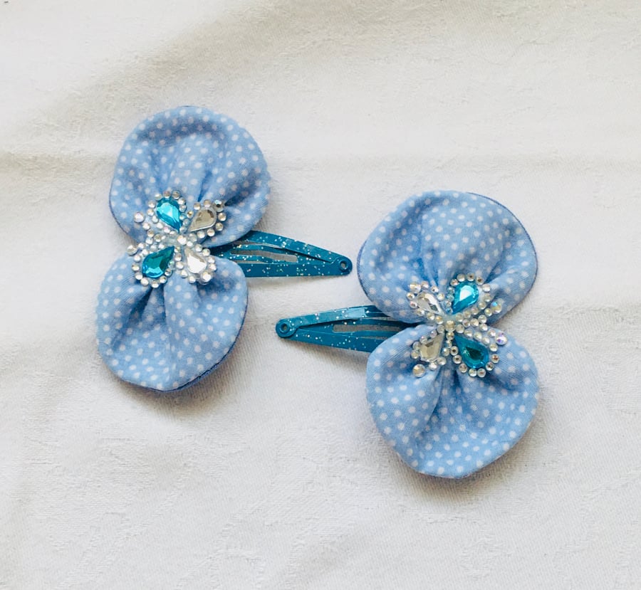 Beautiful Pair of Bow Snap Clips, Pretty Hair Bow Clips, Hair Bows, Gift Ideas.