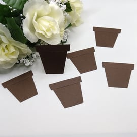 6 x Brown Flower Pot Die Cuts 