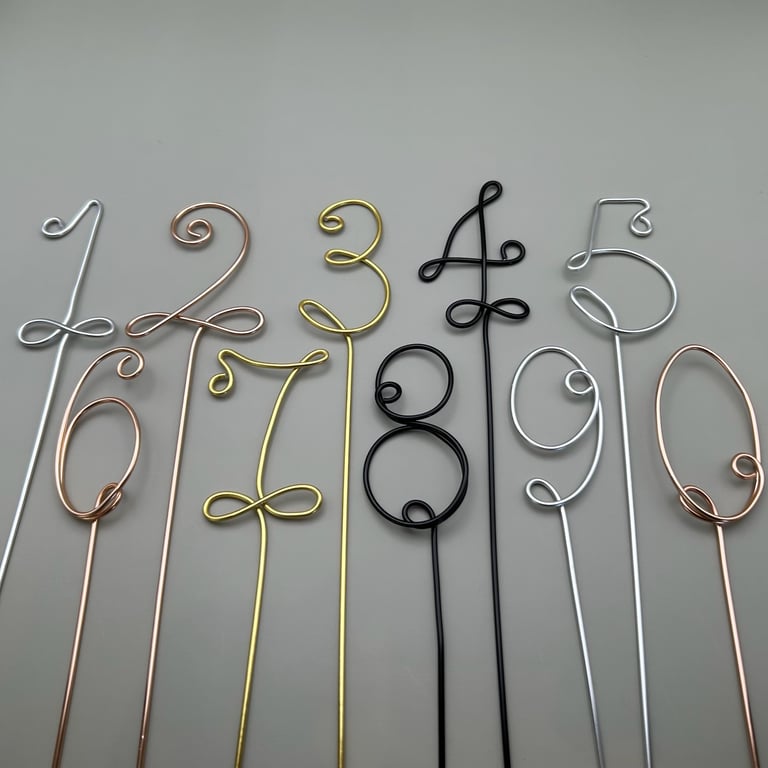 wire number for cakes or table displays in a choice of colours