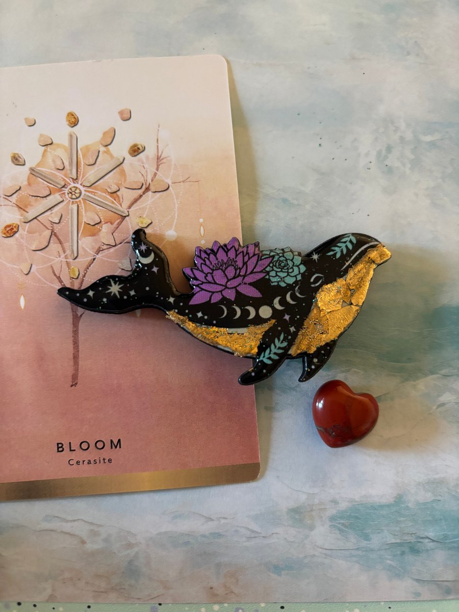 Blooming Whale brooch pin