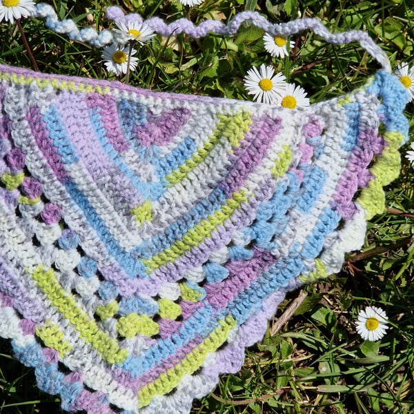 Multicolour bandana, crochet bandana, 