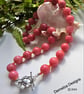 Designer Peach Quartz & Quartzite Statement Silver Plated Necklace. ONE OFF - Image 4