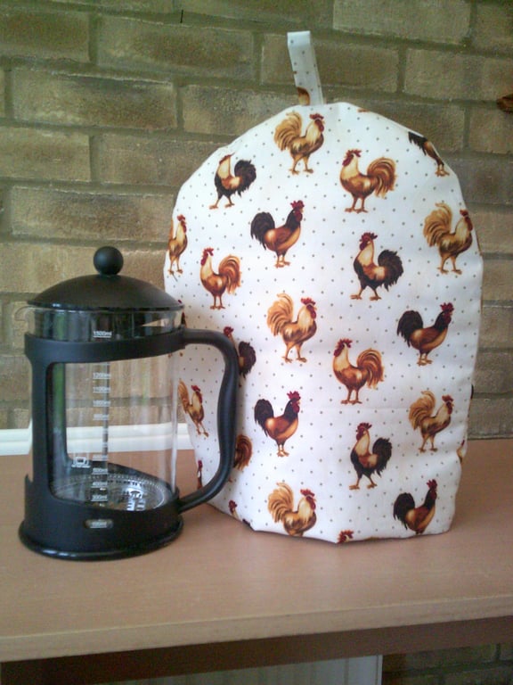 Cockerels on Cream Extra Large Coffee Pot Cosy