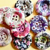 10 x 25mm Raised Edge Wood Flower Buttons 4 holes