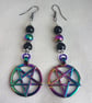 Mistress of the Dark Arts Pentacle Earrings - Gun Metal Tone Ear Wires. - Image 2