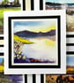 Open Occasion Greetings Card. Of A Sunset Lake. Handpainted Watercolour. - Image 1