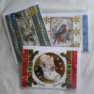 Set of 3 (Three) Beautiful Hand-Crafted Christmas Decoupage Greeting Cards (r)