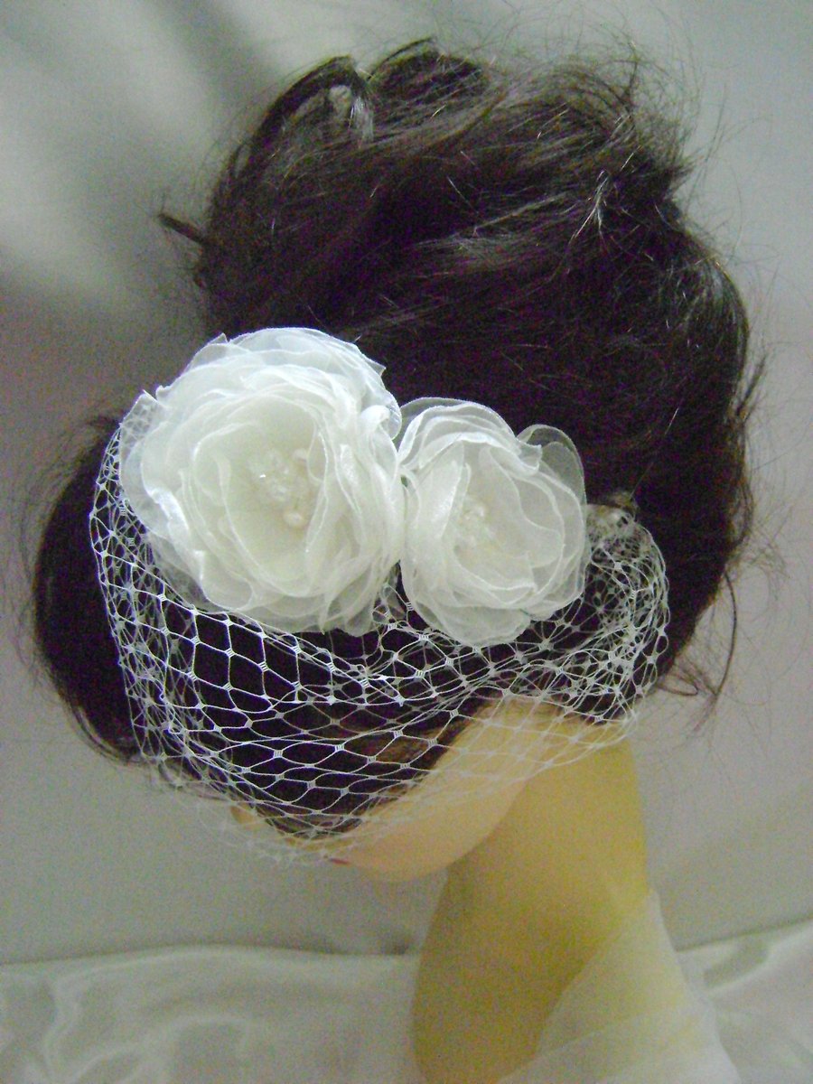Sienna - Ivory Organza Bridal Headband
