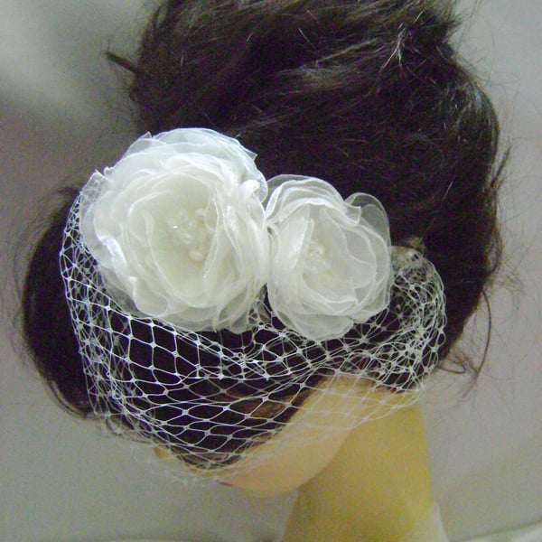 Sienna - Ivory Organza Bridal Headband