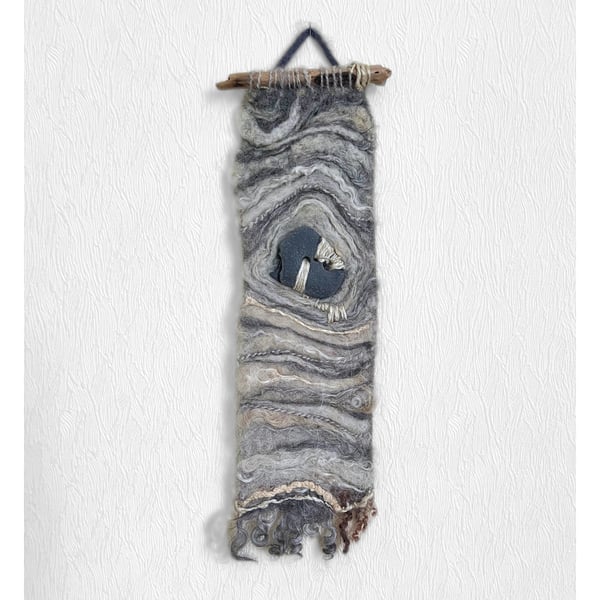 Art felt  wall hanging with a hagstone 2
