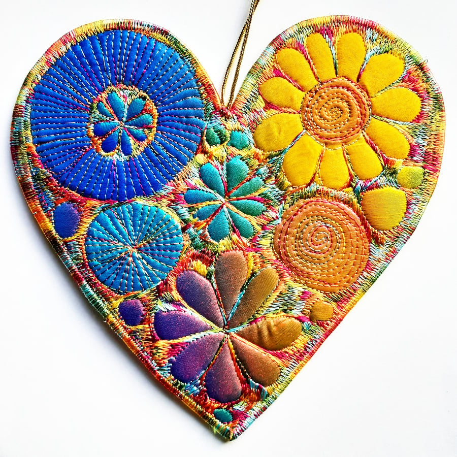 Multicoloured Heart Hanging Decoration 