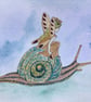 Fairy and Snail original painted card - Image 2