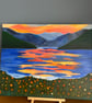 Mountain lake at sunset original in acrylics 20 x16"  - Image 1