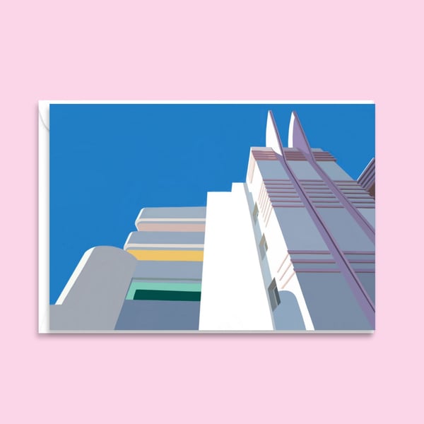 Art Deco Greetings Card - American Deco Building Blank Card